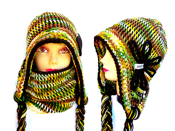 SOUPRAVA UŠANKY A NÁKRČNÍKU S APLIKACÍ- MERINO