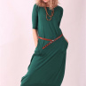 Dlouhé zelené šaty s lodičkovým výstřihem 