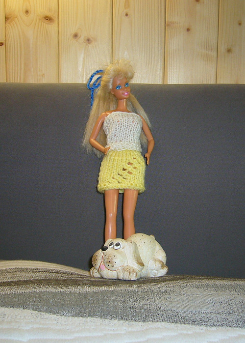 Barbie - pletená žlutá sukýnka (20_48)