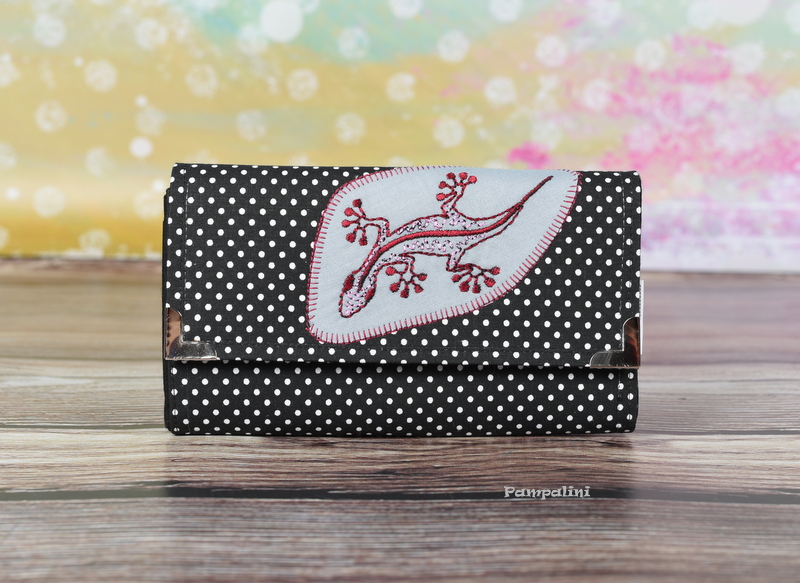 Vyšívaná peněženka - Ještěrka