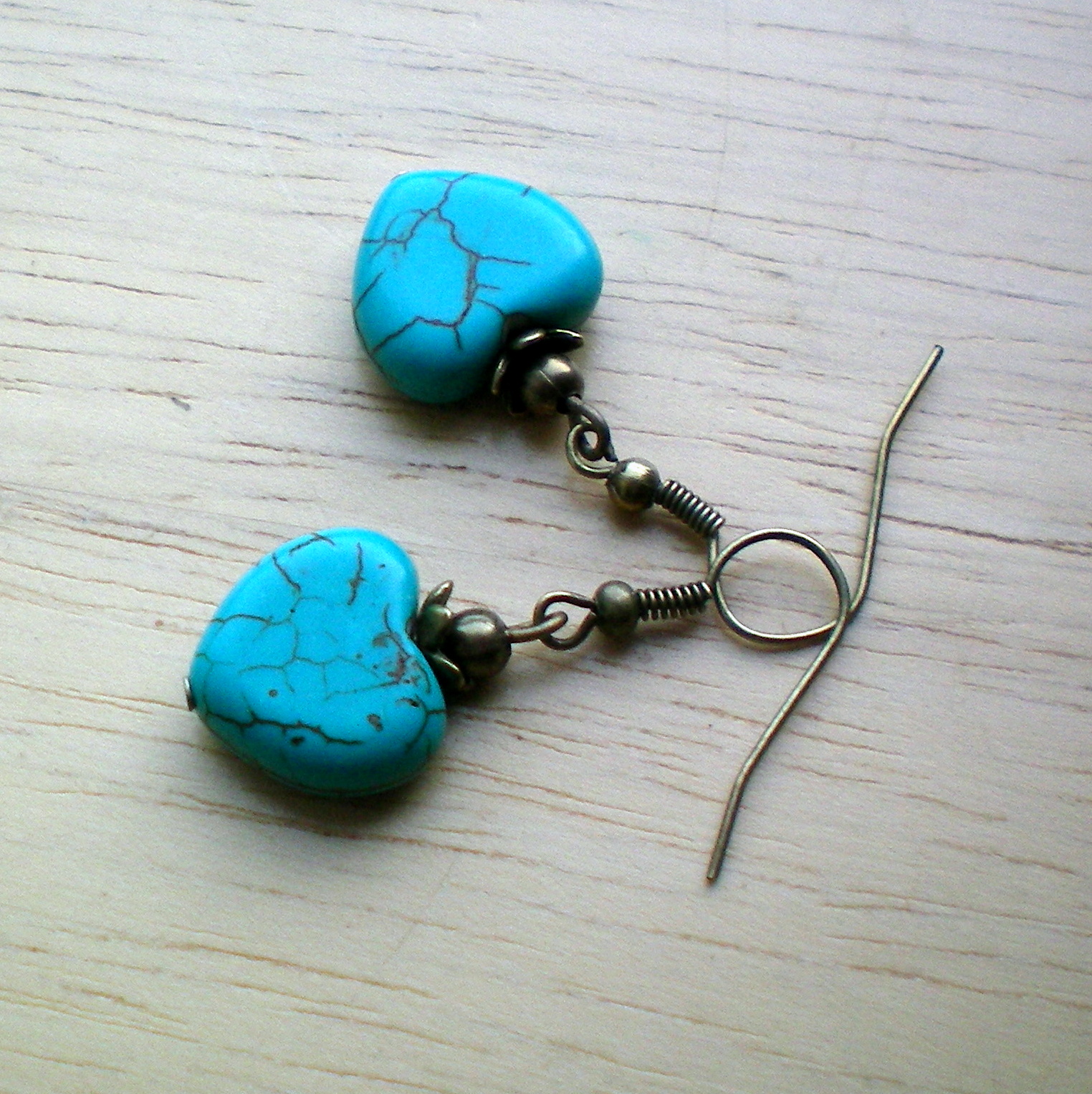 Srdce z tyrkenitu - náušnice