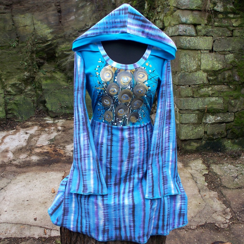 Tuniko šaty kapucaté,malované