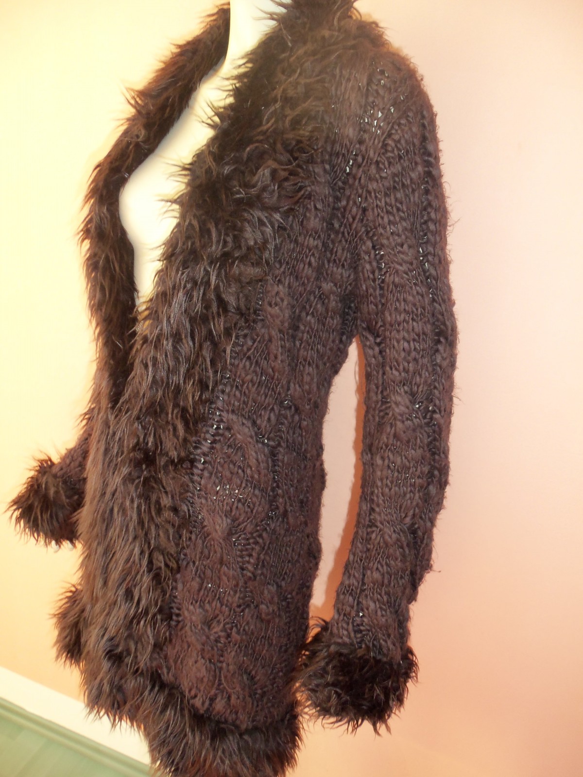 Pletený svetr s kožešinkou