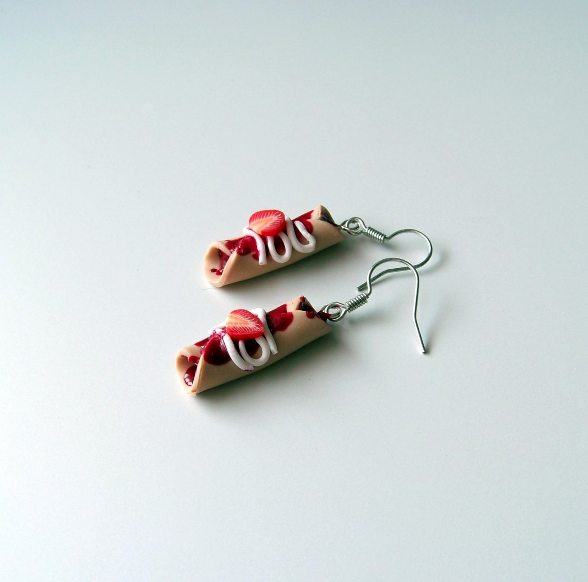 Palačinky s jahodovou marmeládou - náušnice