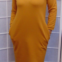 Šaty s kapsami - kurkuma, velikost XXL (sleva z 1200,-)