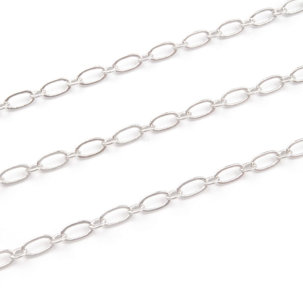Řetízek 3x6mm a 2x3mm - stříbrný - 1m