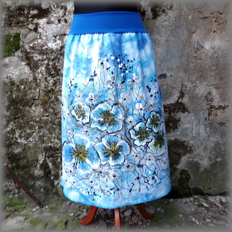 Sukně s batikou a ruční malbou