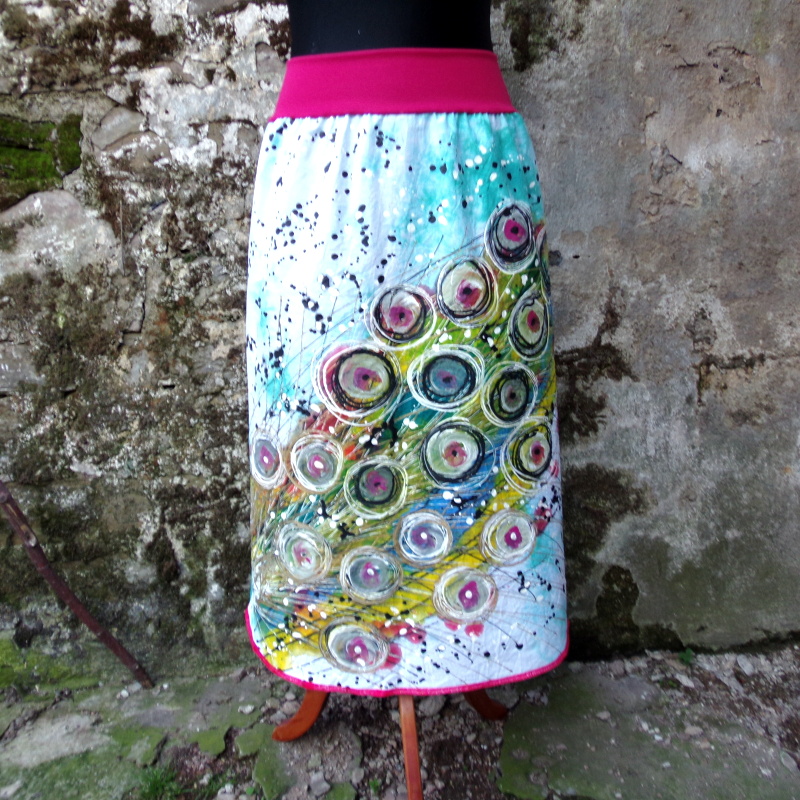 Sukně s batikou a ruční malbou