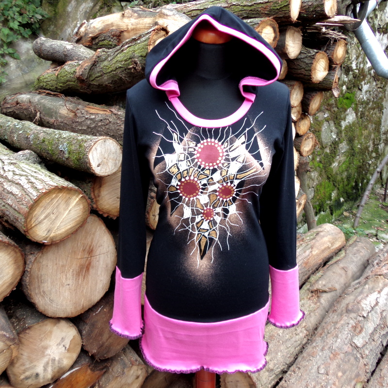 Tunika vrstvený efekt,kapuce,S/M