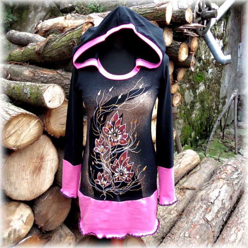 Tunika vrstvený efekt,kapuce,S/M