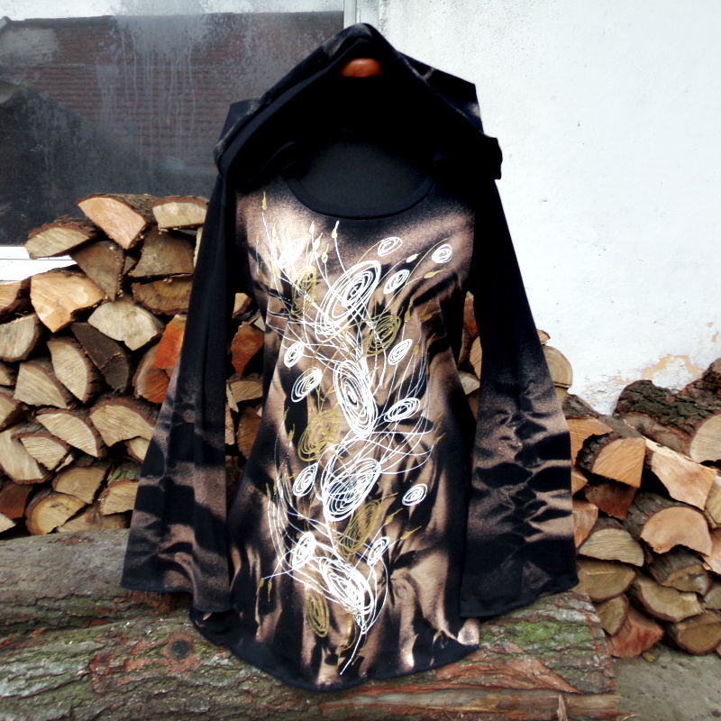 Tunika,široké rukávy,skřítkovská kapuce,XL,XXL