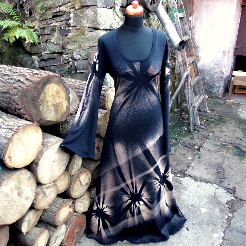 Šaty malované,dlouhé,L,XL