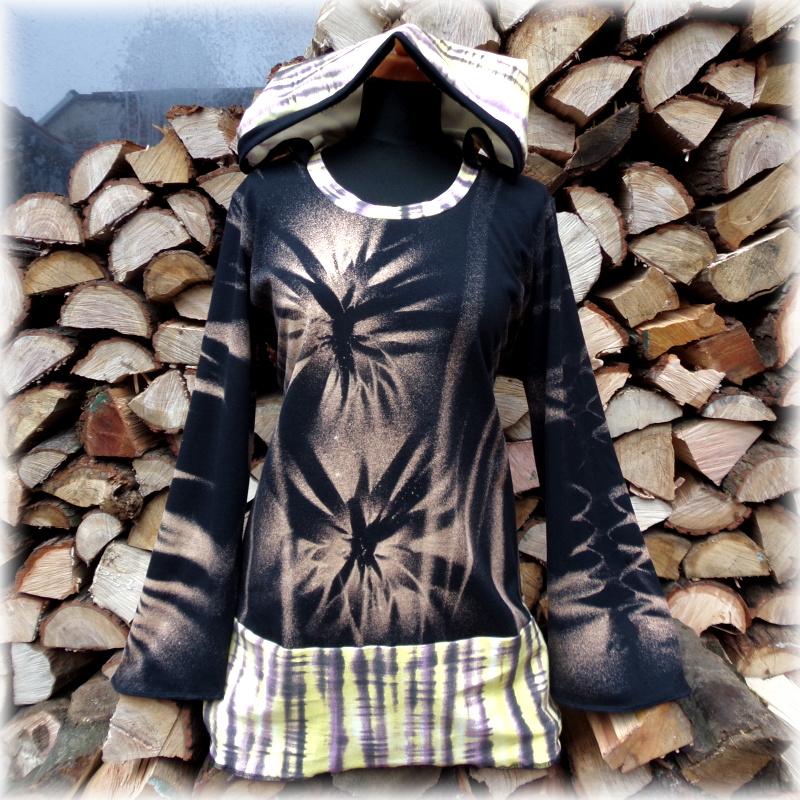 Tunika vrstvený efekt,kapuce,L,XL