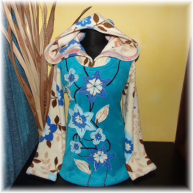 Mikina teplá,aplikace,coral fleece-XXL,XXXL