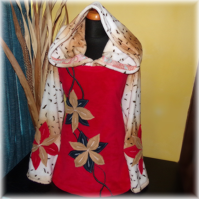 Mikina teplá,aplikace,coral fleece-XXL,XXXL