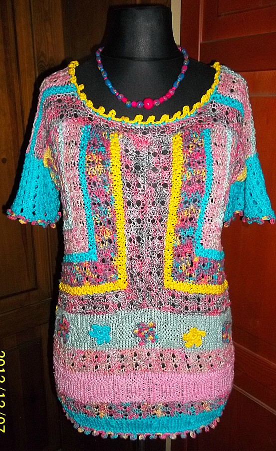 Pletená halenka letní pastelové  bavičky