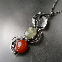 Náhrdelník Look  (křišťál,karneol,prehnit)
