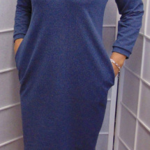 Šaty s kapsami - barva modrošedý melír, velikost L 