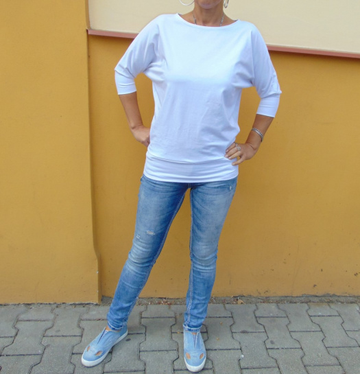 Tričko s netopýřími rukávy  - barva bílá (bavlna)