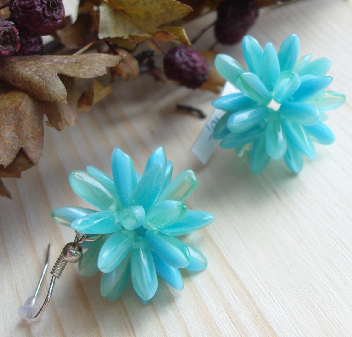 Náušnice Mořský ježek tyrkysky 1015