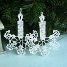 Háčkovaná vánoční ozdoba, svíčka na vločce - větší