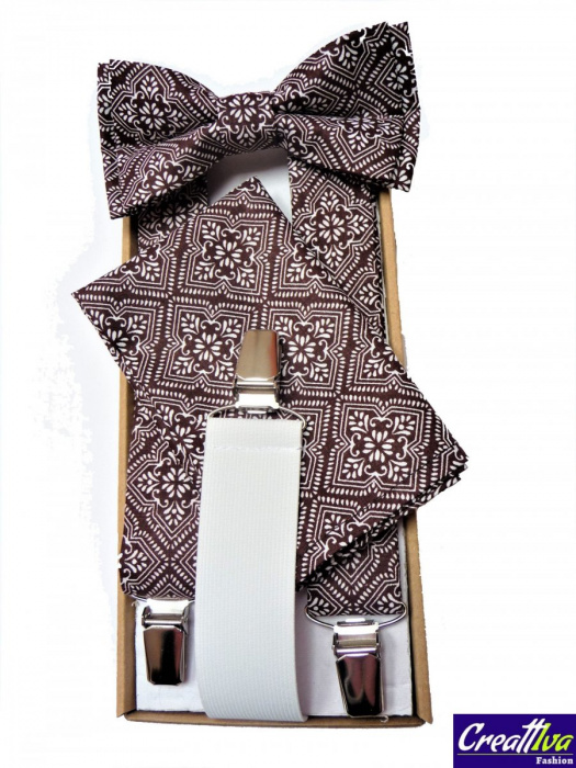 Set Motýlek, Šle, Kapesníček - hnědý