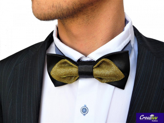 Pánský Motýlek Saténový - zlatý