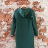 Šaty s kapucí - láhvově zelené, velikost S - SLEVA 50%