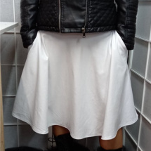 Půlkolová sukně s vysokým pasem  - barva bílá (bavlna)