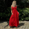 Červené ramínkové šaty - dlouhé