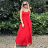 Červené ramínkové šaty - dlouhé