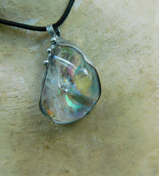 Duha...(křišťál aqua aura) náhrdelník