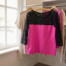 Dámské pink triko s krajkou S/M,M/L