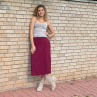 Překládaná midi sukně Burgundy