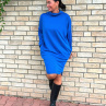 Rolákové šaty modré s rukávem