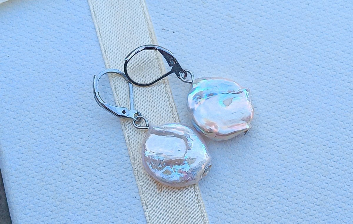 Náušnice z jihomořských coin perel 15 mm na chirurgické oceli