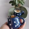 Svíčka hrníček puntík modrý