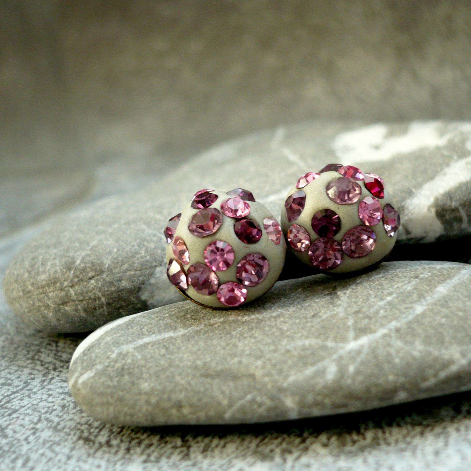 Růžové třpytky - náušničky