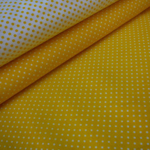 Bavlněná látka - metráž - bílý puntíček na žluté - š. 150 cm