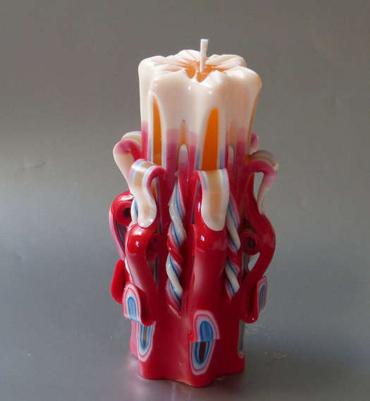 Řezaná svíčka - oranžovo-červená malá