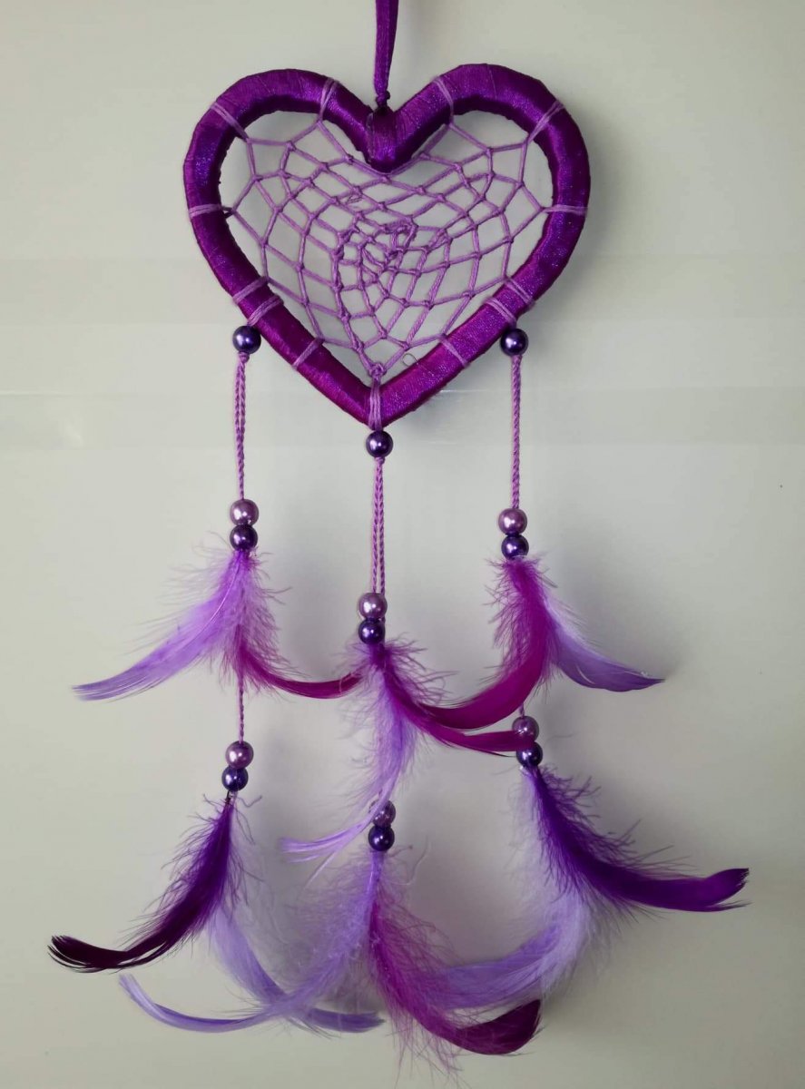 Lapač snů srdíčko fialové