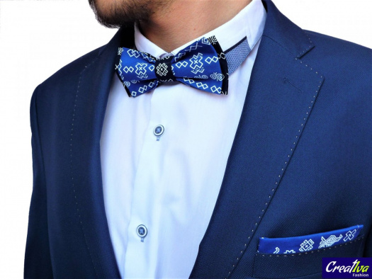 Pánský motýlek folkový - modročerný