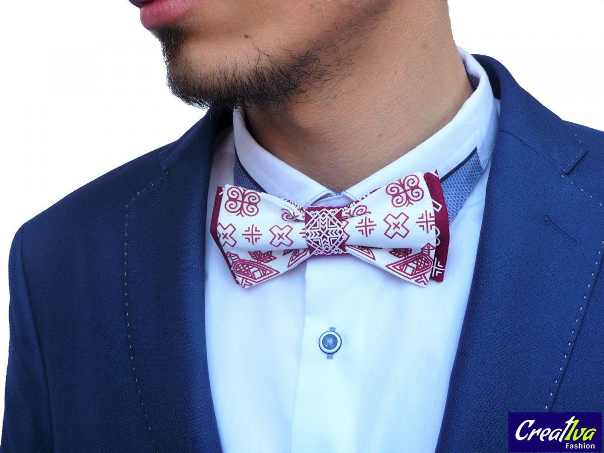 Pánský motýlek folkový - bílobordový