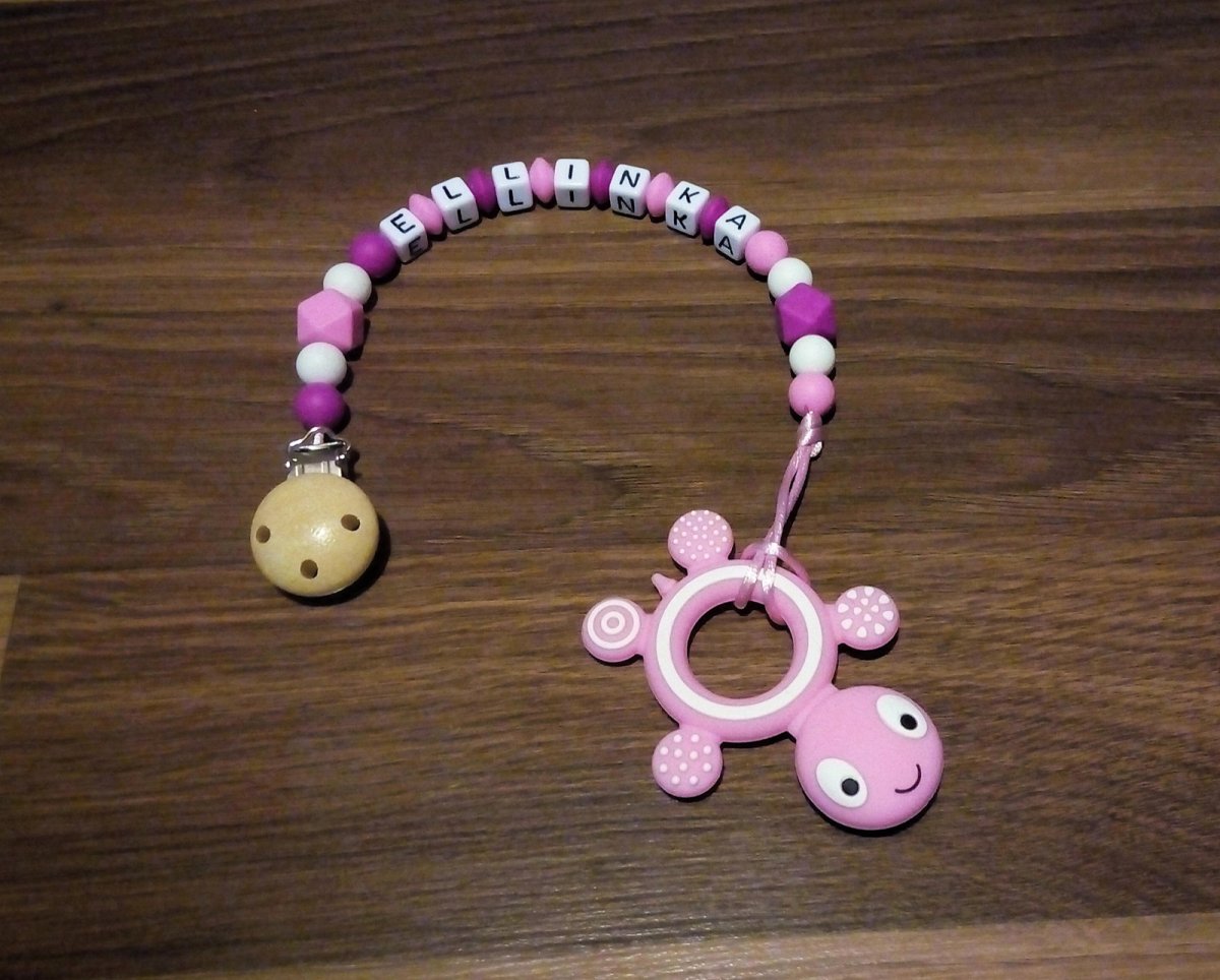 Silikonové kousátko Ellinka růžové 2v1