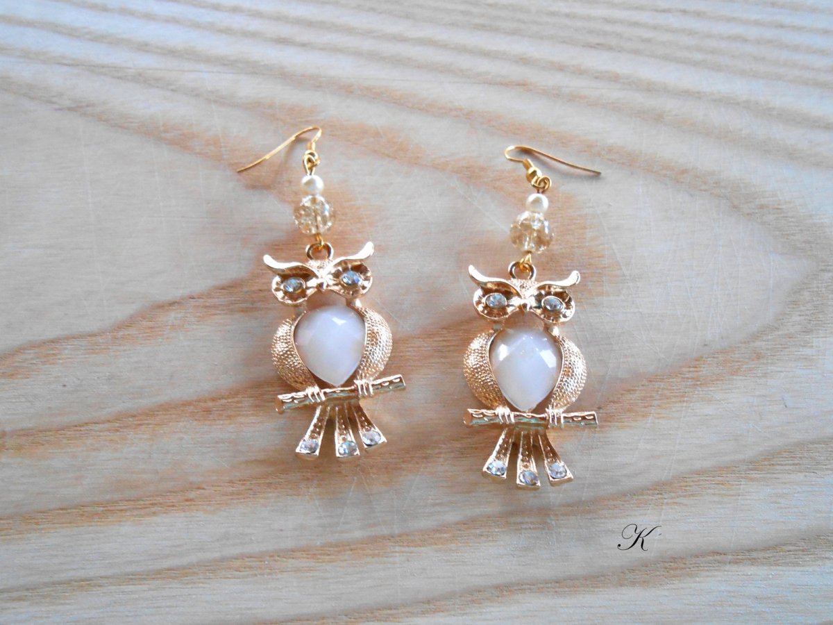 Náušnice sovička s kamínky (101/19)