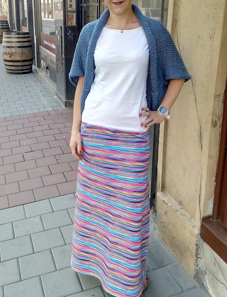 Dlouhá sukně pastelové pruhy S/M %SLEVA%