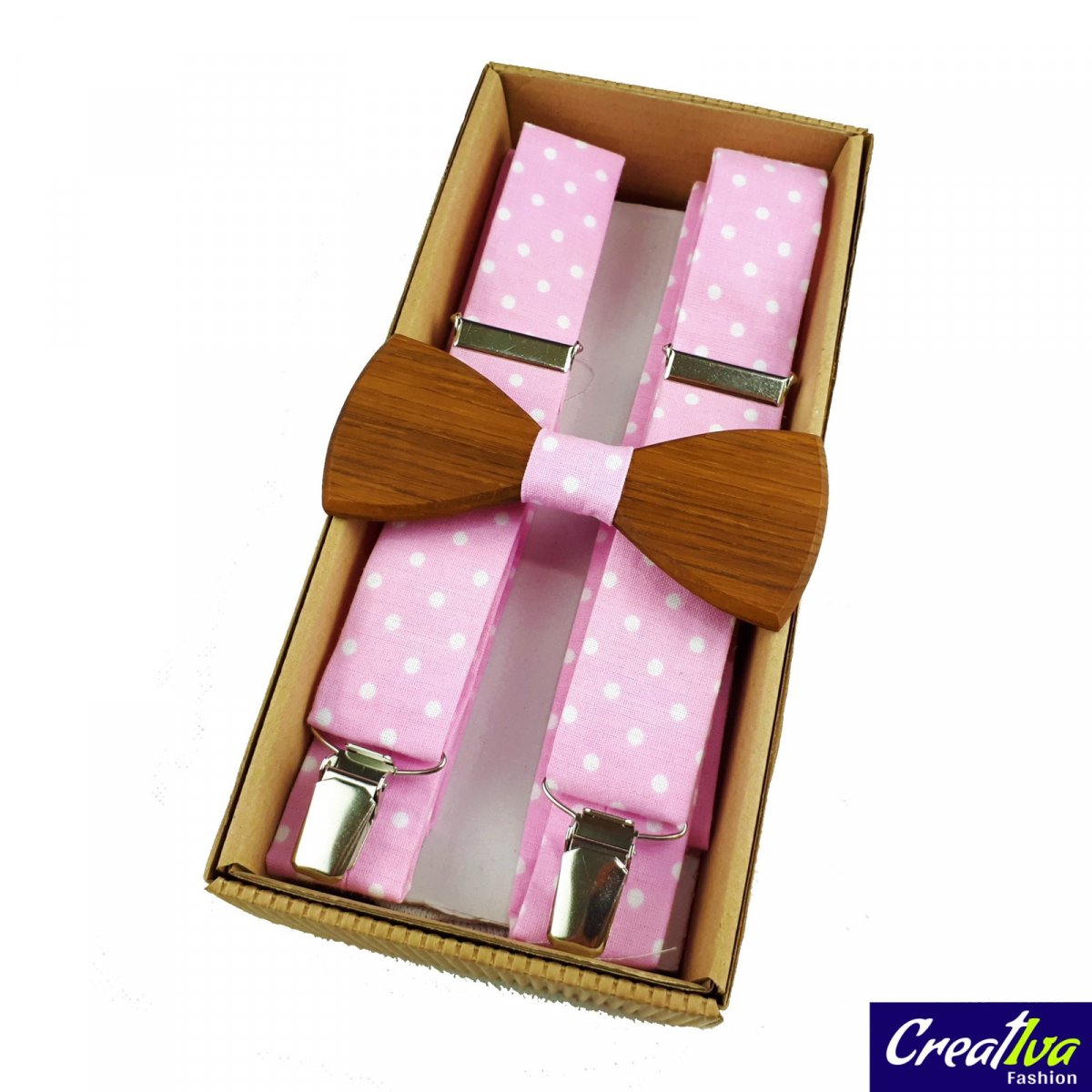 Set Dřevěný Motýlek a Šle - růžový