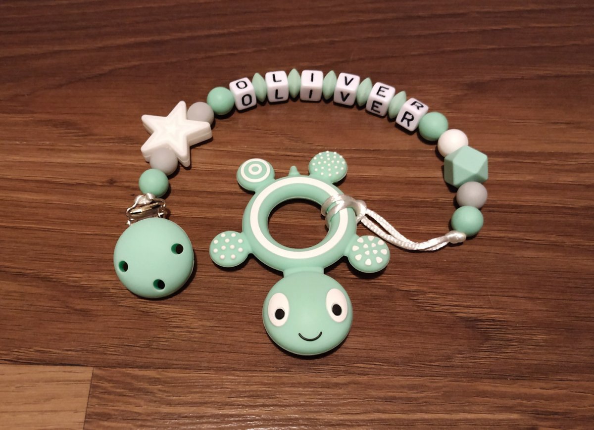 Silikonové kousátko mint 2 v 1 s hvězdou se jménem