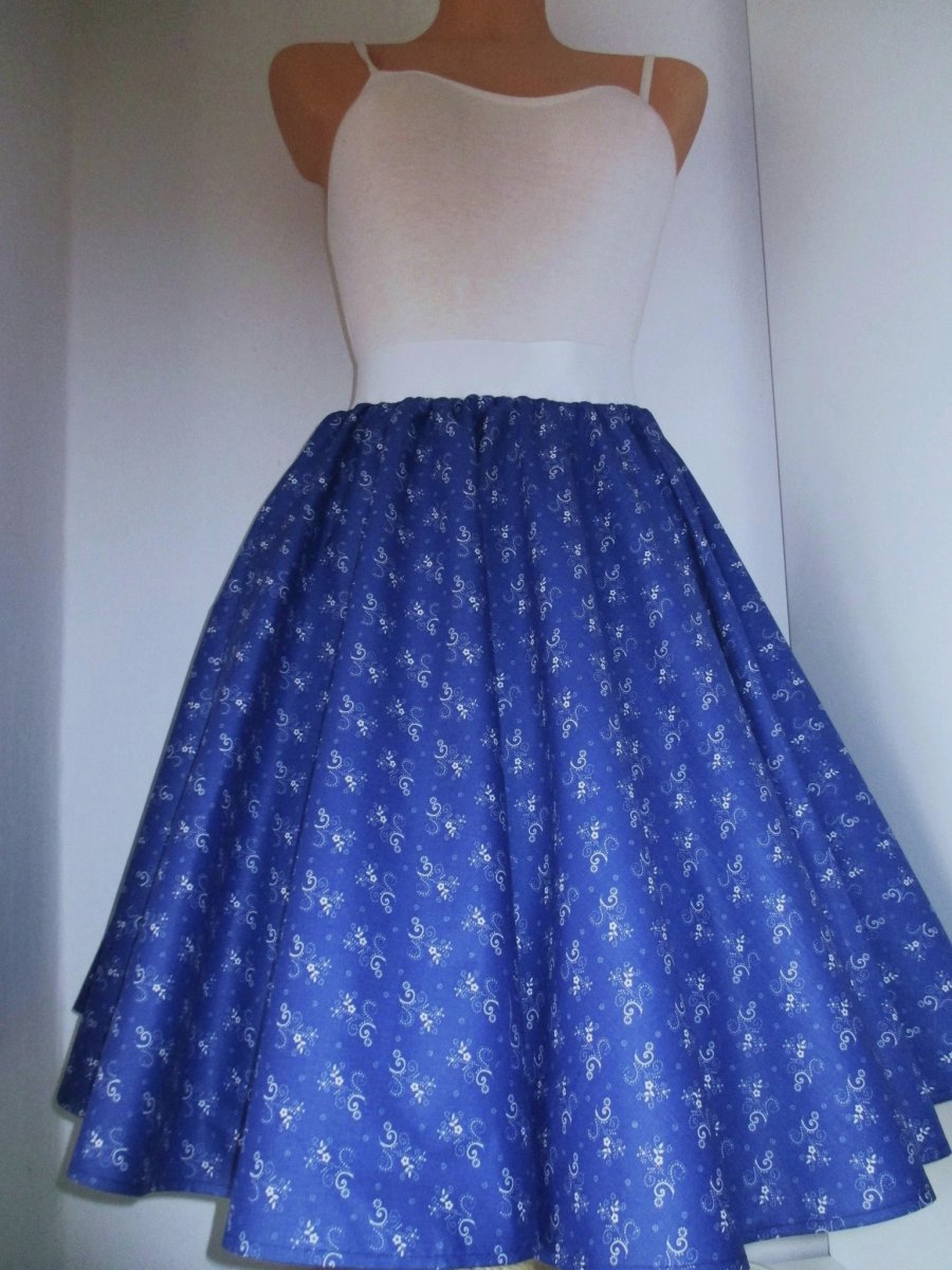 Kolová sukně modrotisk