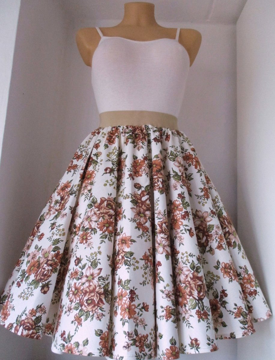 Sukně kolo hnědá růže